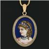Image 3 : Antique Victorian 14k Gold Enamel Portrait Oval Locket Pendant & Chain Necklace