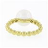 Image 6 : 18k Yellow Gold 10.50mm Cultured Pearl Solitaire Round Bezel Diamond Beaded Ring