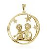 Image 2 : Vintage 14K Gold 0.18 ctw Diamond Angel Gemini Zodiac Sign Large 3D Charm Pendan