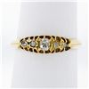 Image 1 : Antique Victorian 18K Gold 0.32 ctw Cushion Old Mine & Rose Cut Diamond Band Rin