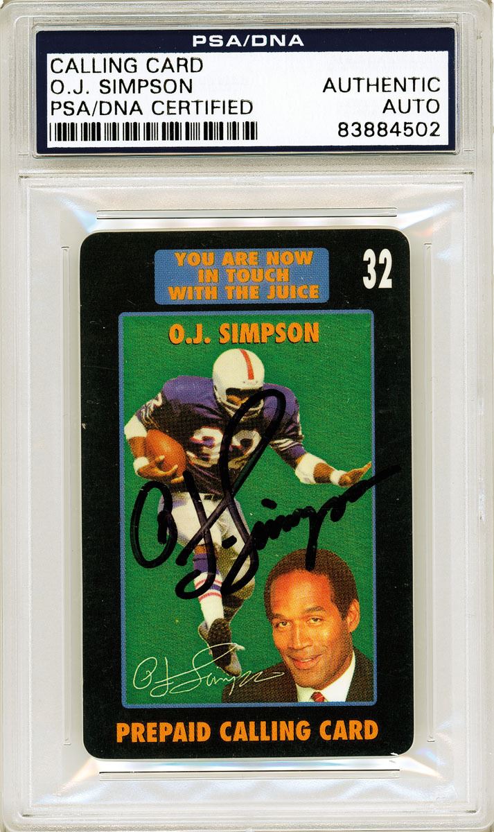 1994 O.J. Simpson Signed Autographed Prepaid Calling Card - Archives International Auctions 1994 O.J. Simpson Signed Autographed Prepaid Calling Card - Archives International Auctions