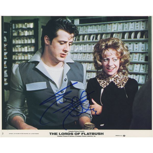 The Lords of Flatbush Sylvester Stallone signed movie photo. GFA Authenticated