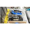 Image 2 : WOODEN BIN OF ASSORTED INDUSTRIAL C-CLAMPS, PIPE CLAMPS, WOOD CLAMPS & STACK OF ASSORTED C-CLAMPS