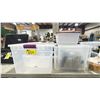 Image 2 : 14 ASSORTED STORAGE TOTES WITH SOME LIDS, BOX OF FILE FOLDERS, MEDIUM + LARGE ENVELOPES, THERMAL