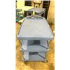 Image 2 : METRO BLUE MOBILE PLASTIC 2 TIER UTILITY CART *HANDLE BROKEN*
