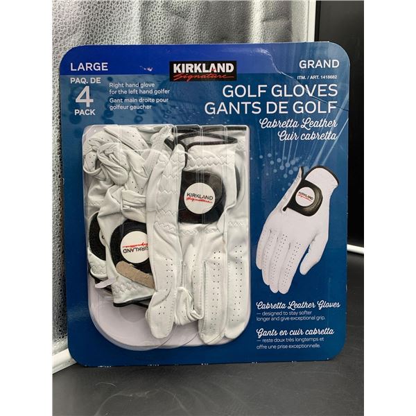 Kirkland Large 4pk Golf Gloves Cabretta Leather
