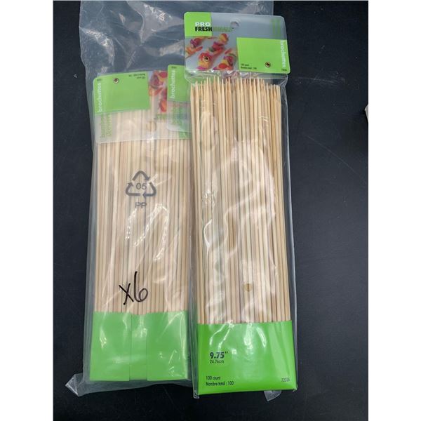Wooden Skewers, Brochettes (6 x 100)