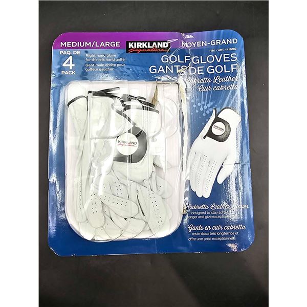 Kirkland 4pk Golf Gloves (L) Right Hand Golfer