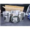 Image 3 : Home Basics Glass Canister with Stainless (2.9in x 4.7in) 3pk