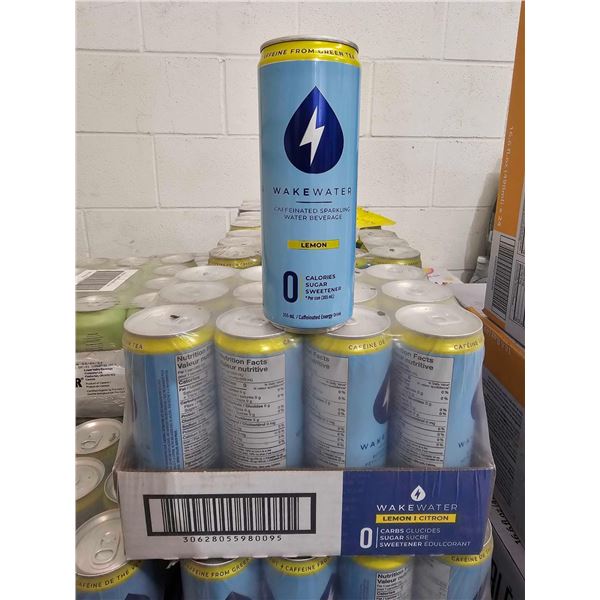Wake Water Lemon Caffeinated Sparkling Water Beverage 12x355ml