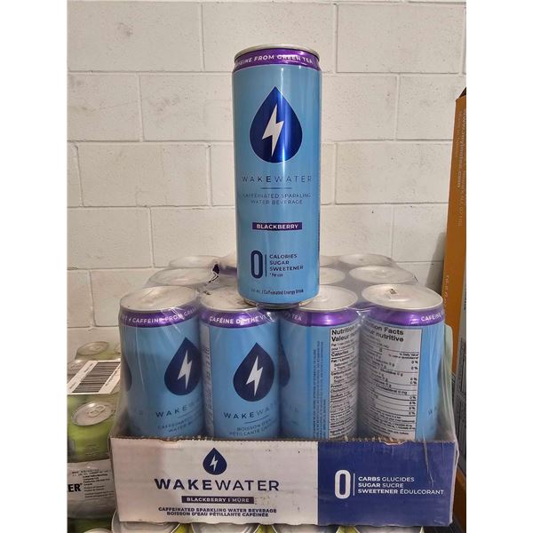 Wake Water Blackberry Caffeinated Sparkling Water Beverage 12x355ml