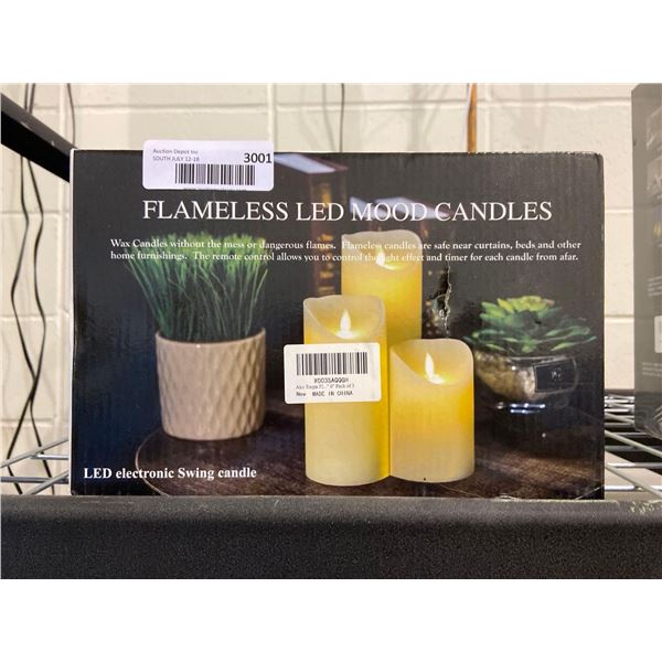 Flameless LED mood candles, pack of 3