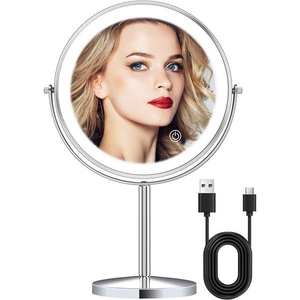 Young & Taylor 8" Makeup Mirror with Lights, Rechargeable 1X/10X Magnifying Lighted Makeup Mirror wi