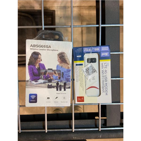 Combo lot of 3 in 1 LTE 4G USB modem and Absgeega wireless lavalier microphone