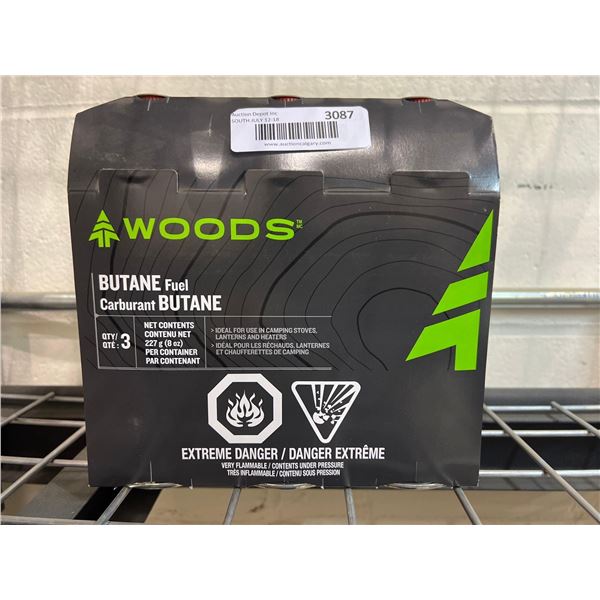 Woods butane camping fuel. 3 x 227g