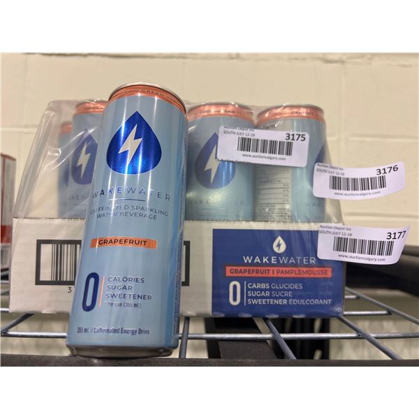 Wake Water - Grapefruit Flavoured Caffeinated Sparkling Water Beverage (12 x 355mL)