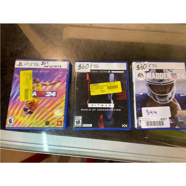 Lot of 3 PS5 Games NBA 2k24, Hitman World of Assassination and Madden 24