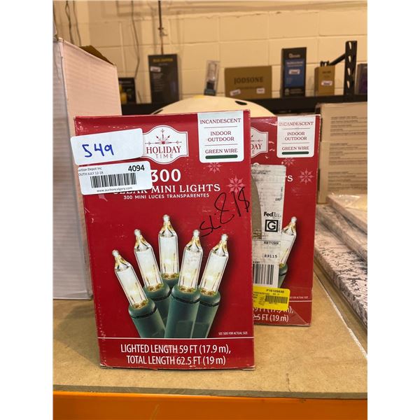 Holiday Time Indoor/Outdoor 300 Clear Mini Lights Lot of 2