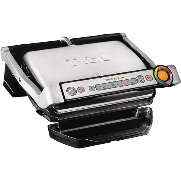 T-fal Gc712d54 Optigrill + Stainless Steel Electric Grill, Indoor Grilling, Bbq/grill Perfect Steaks
