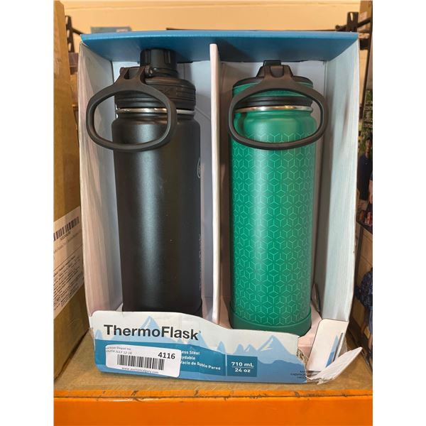ThermoFlask 24oz Stainless Steel Insulated Water Bottles, 2-pack