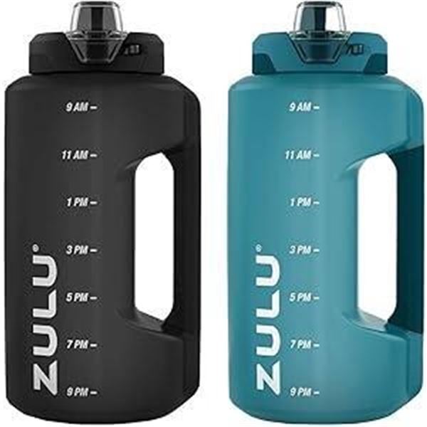 ZULU Half Gallon Leak-Proof Water Bottles with Hydration Tracker and Silicone Staw (1 Pack) - 2 Coun
