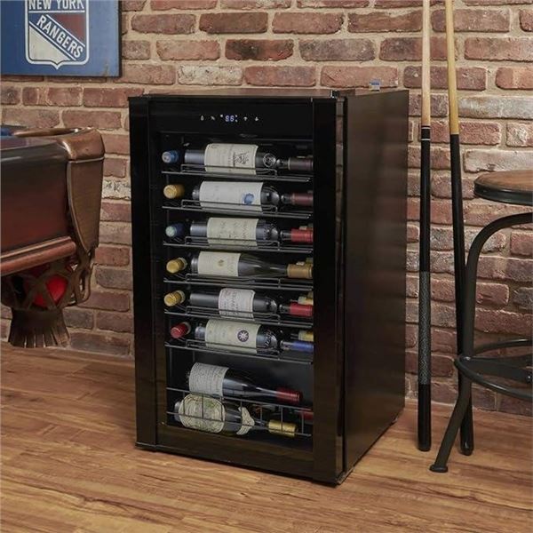 Wine Enthusiast VinoView� 36-Bottle Black Stainless Steel Wine Cellar