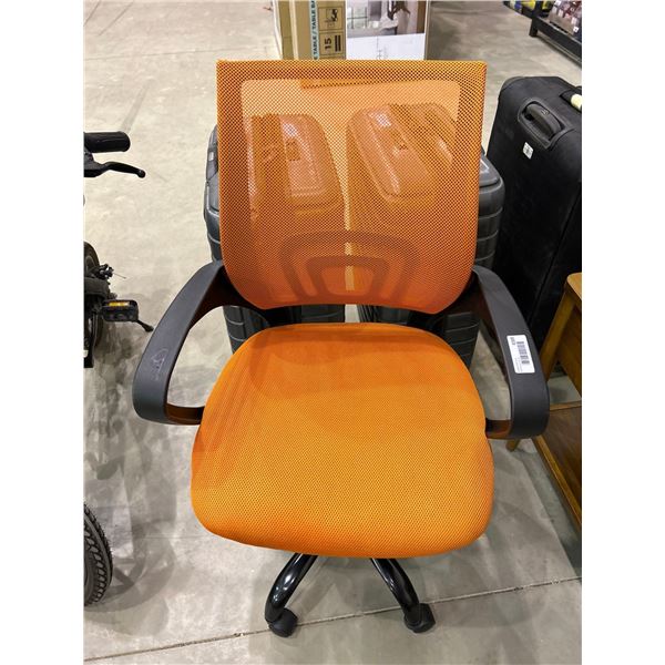 Orange Mesh Back Rolling Office Chair