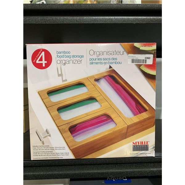 Bamboo Food Bag Storage Organizer Set of 4