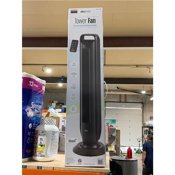Seville Ultra Slim Tower Fan with Touch Control And Temperature Sensor