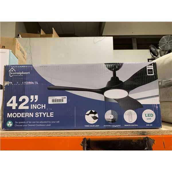 Warmplanet 42" Modern Style 6 Speed Fan Black Color