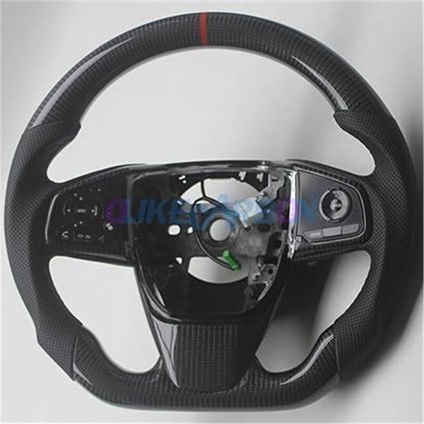Olike Replacement Real Carbon Fiber Leather Steering Wheel Compatable With Honda Civic 2016-2021 10t