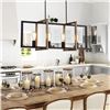 Image 1 : Rectangular Linear Chandeliers Kitchen Island 4-Light Modern Farmhouse Pendant Lighting Fixtures wit