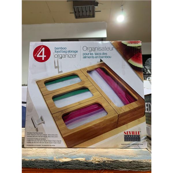 Seville Classics Bamboo Food Bag Storage Organizer Set of 4