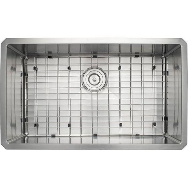 Prestige Series Undermount Stainless Steel 30 in. Single Bowl Kitchen Sink with Grid and Strainer in