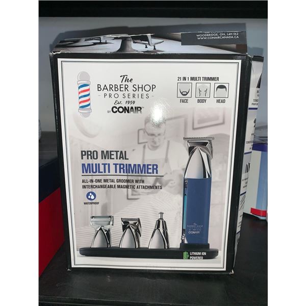 The Barber Shop Pro Metal Multi-Trimmer All In One Metal Groomer With Interchangable Magnetic Attach
