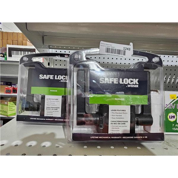 Safe Lock by Weiser Lot of 2 Black Passage Handle