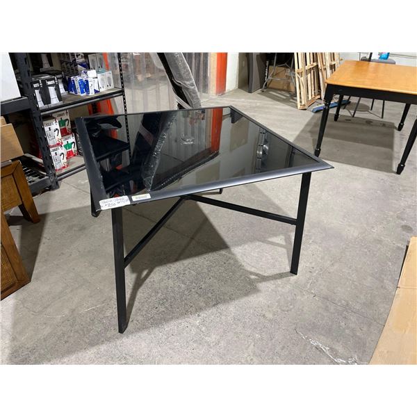 Black Glass Top 42in x 42in Patio Table with Umbrella Insert