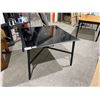 Image 1 : Black Glass Top 42in x 42in Patio Table with Umbrella Insert