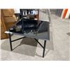 Image 2 : Black Glass Top 42in x 42in Patio Table with Umbrella Insert