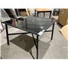 Image 3 : Black Glass Top 42in x 42in Patio Table with Umbrella Insert