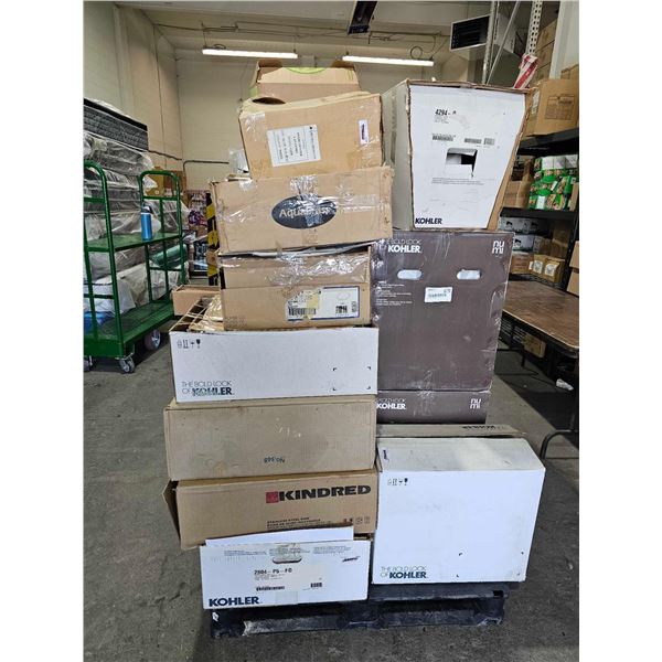 Pallet Lot of Assorted Bathroom Fixtures - Sinks, Toliet Tanks & Bowls