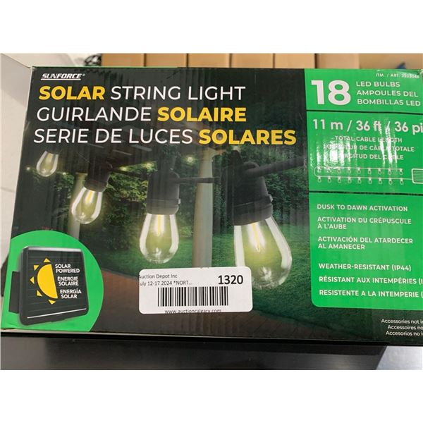 Sunforce Solar String Lights 18 Bulbs 36 ft