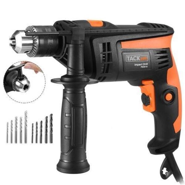 TACKLIFE 1/2-inch Hammer Drill, 6Amp/2800rpm Corded Dual Electric Drill with 12 Pcs Bits-PID01A