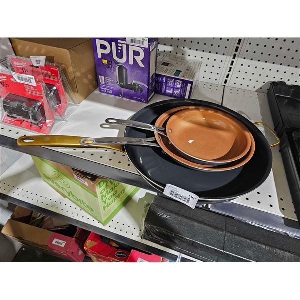 Lot of 3 Assorted NonStick Frying Pans