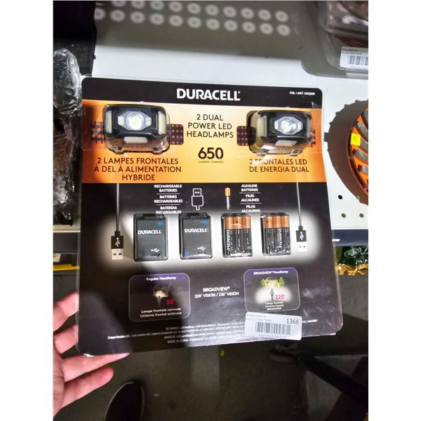 Duracell 2 Dual Power Headlamps 650 Lumens