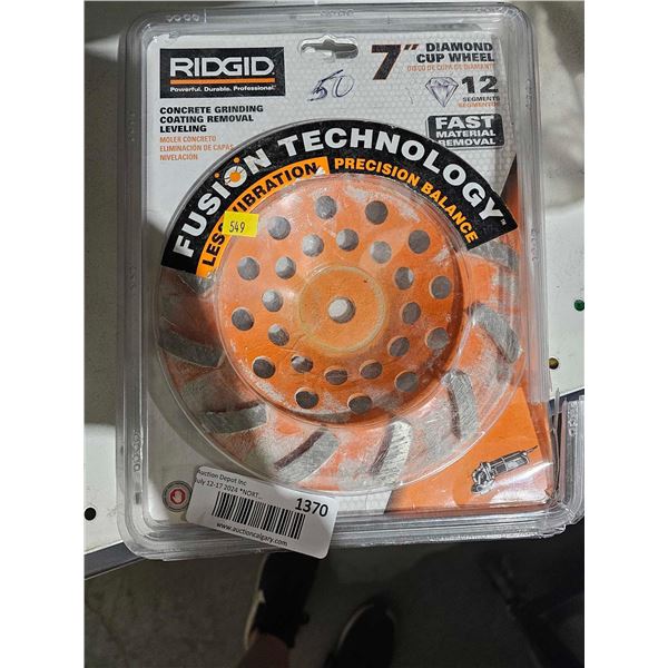 Rigid 7" Diamond Cup Wheel for Concrete Grinding Coating Removal Leveling - Lot of One