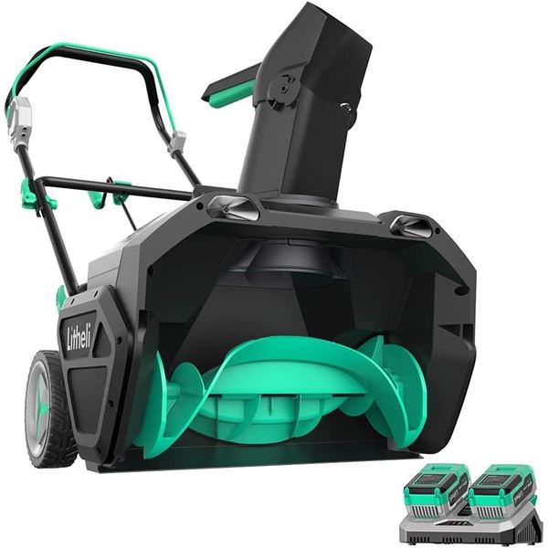 Litheli 2x20V Cordless Snow Blower,20 Inch Battery Powered Snow Thrower with Brushless Motor Electri