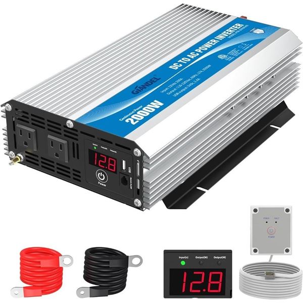GIANDEL 2000 Watt Power Inverter 12V DC to 110V 120V AC Listed by CETL Standard with Remote Control