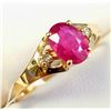 Image 1 : 10K Yellow Gold Ruby(1ct) Diamond(0.02ct) Ring (~Size 7.5)(Ring is resizable for $40) (~weight 1.56g