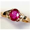 Image 2 : 10K Yellow Gold Ruby(1ct) Diamond(0.02ct) Ring (~Size 7.5)(Ring is resizable for $40) (~weight 1.56g